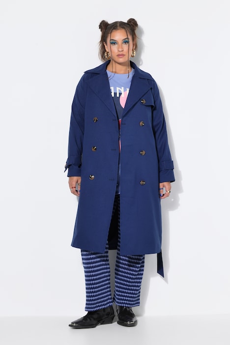Trench-coat légèrement oversize, col à revers et ceinture à nouer