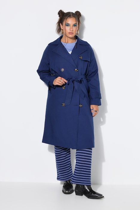 Trench-coat légèrement oversize, col à revers et ceinture à nouer