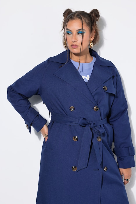 Trench-coat légèrement oversize, col à revers et ceinture à nouer