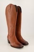 Lederstiefel, XL-Schaft, Cut-Out, Stickerei, Weite H