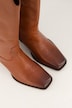 Lederstiefel, XL-Schaft, Cut-Out, Stickerei, Weite H