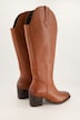 Lederstiefel, XL-Schaft, Cut-Out, Stickerei, Weite H