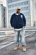 Collegejacke, Sweat, Knopfleiste, Stickereien, bis 8 XL
