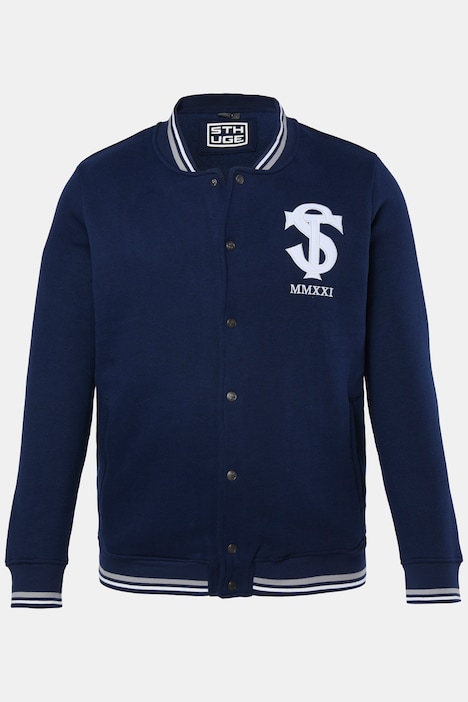 Collegejacke, Sweat, Knopfleiste, Stickereien, bis 8 XL