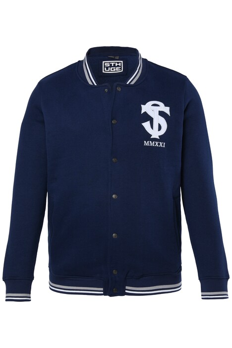 Collegejacke, Sweat, Knopfleiste, Stickereien, bis 8 XL