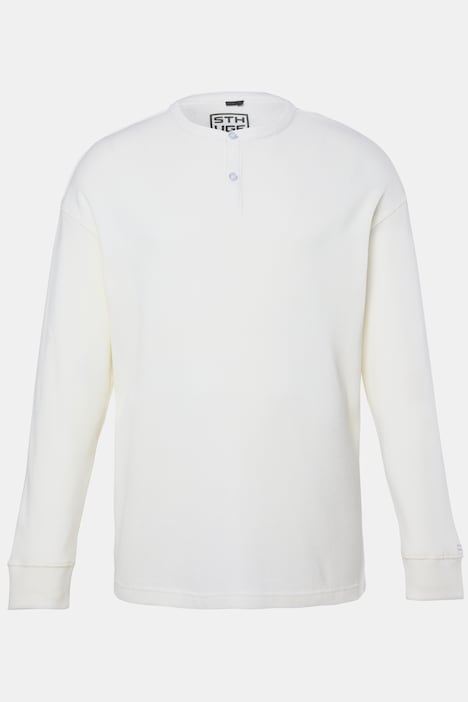 Henley, Langarm, Waffelpiqué, Knopfleiste, bis 8 XL