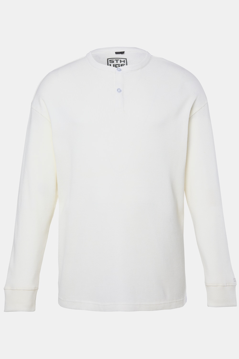 Henley, Langarm, Waffelpiqué, Knopfleiste, bis 8 XL