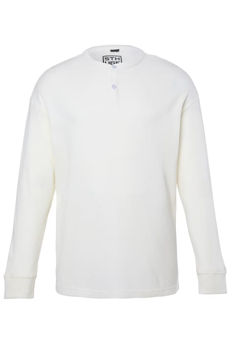 Henley top, dlouhé rukávy, vaflové piké, zapínání na knoflíky, do 8XL