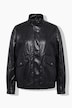 Fake-Lederjacke, oversized, Zipper, elastischer Saum