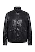Fake-Lederjacke, oversized, Zipper, elastischer Saum