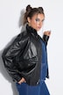 Fake-Lederjacke, oversized, Zipper, elastischer Saum