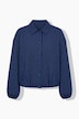Nadelstreifen-Blouson, oversized, Hemdkragen, Ballonärmel