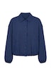 Nadelstreifen-Blouson, oversized, Hemdkragen, Ballonärmel