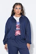 Nadelstreifen-Blouson, oversized, Hemdkragen, Ballonärmel