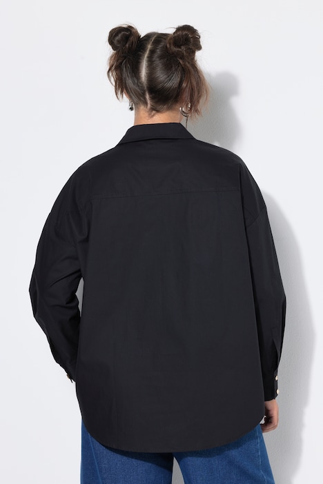 Camisa, oversize, bordado SU, puños con botones dorados