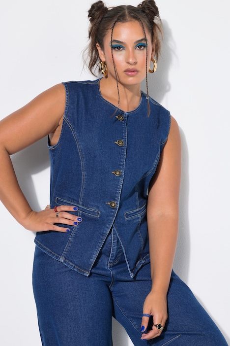 Gilet in denim elasticizzato dal taglio aderente