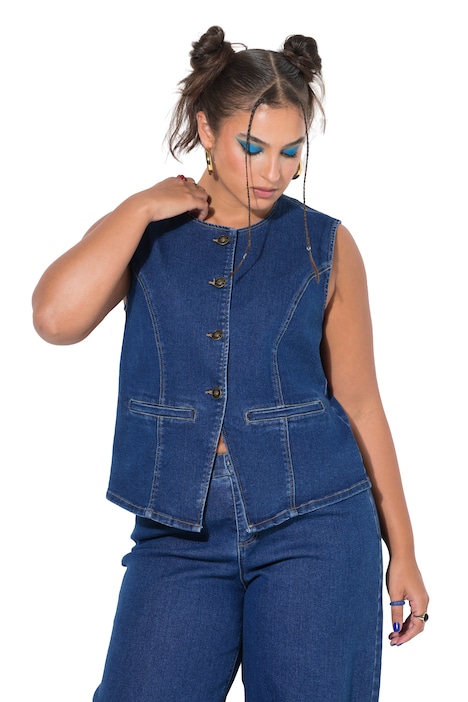 Džínová vesta, přizpůsobený střih, strečový denim