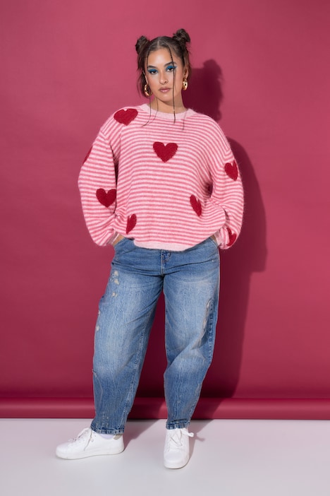 Trui, boxy shape, knuffelzacht, hartjes