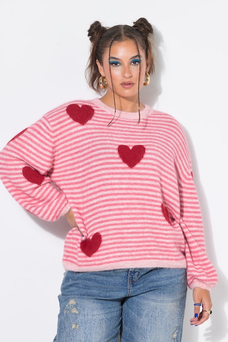 Trui, boxy shape, knuffelzacht, hartjes