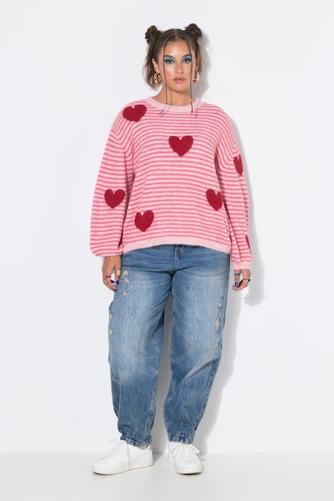 Trui, boxy shape, knuffelzacht, hartjes
