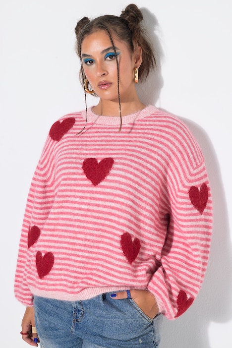 Trui, boxy shape, knuffelzacht, hartjes