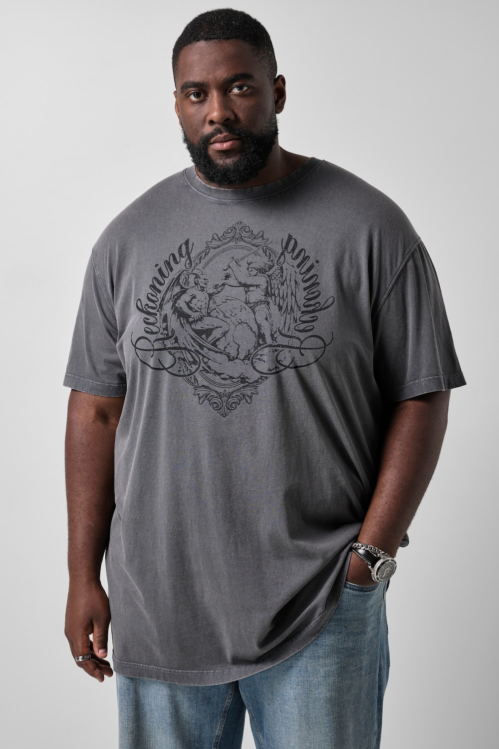 T-Shirt, Halbarm, oversized, Print, Vintage Look, bis 8 XL