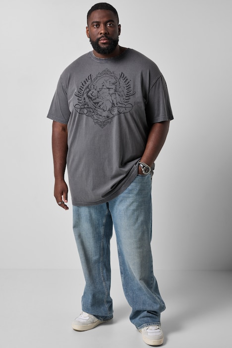 T-Shirt, Halbarm, oversized, Print, Vintage Look, bis 8 XL