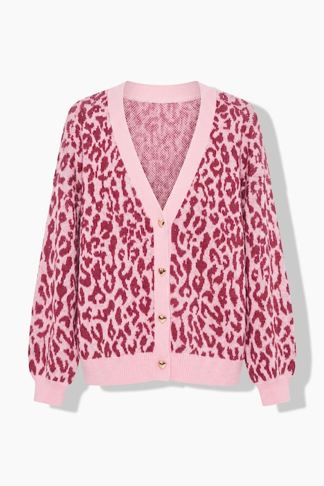 Strickjacke, oversized, Color Leo, Herz-Knöpfe