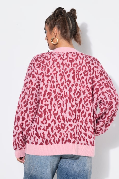 Strickjacke, oversized, Color Leo, Herz-Knöpfe