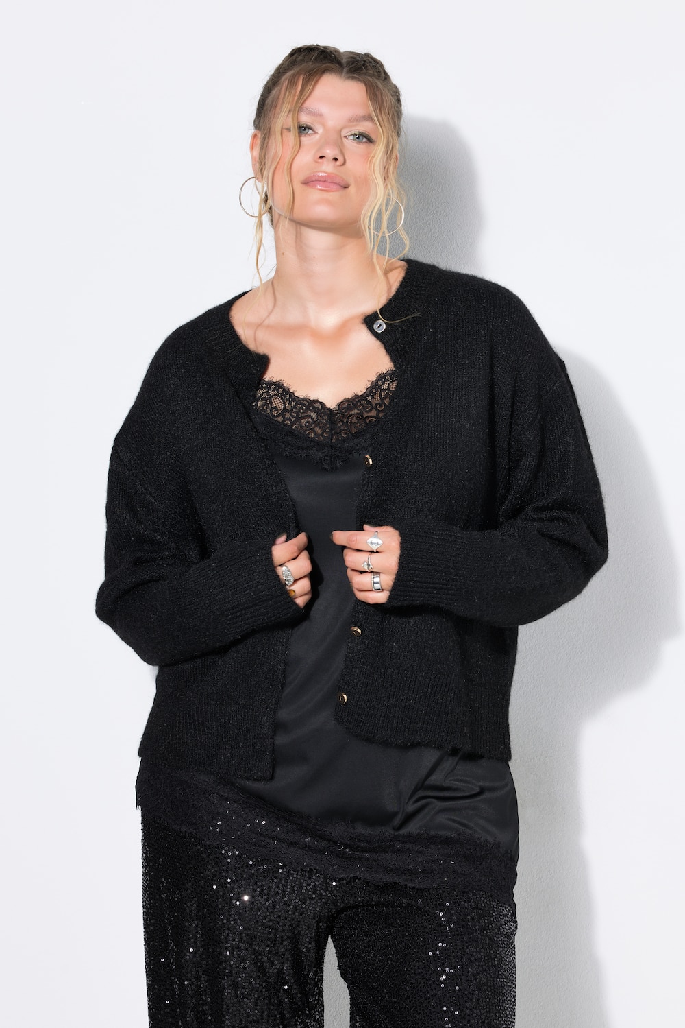 Strickjacke, oversized, extra langer Langarm