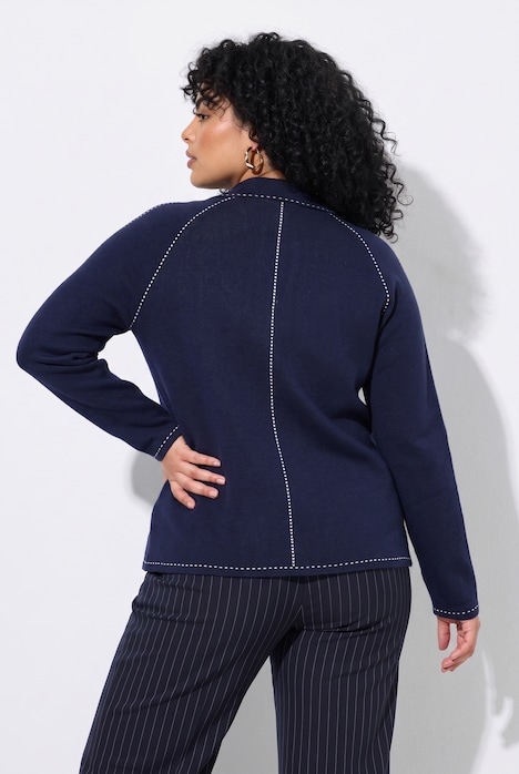 Strickjacke, Hemdkragen, Reißverschluss, Langarm