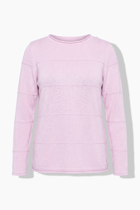 Textured Striped Rolled Edge Sweater
