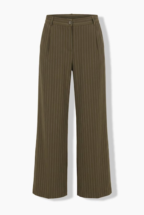 Pantalon à fines rayures, jambe droite et large, taille élastique