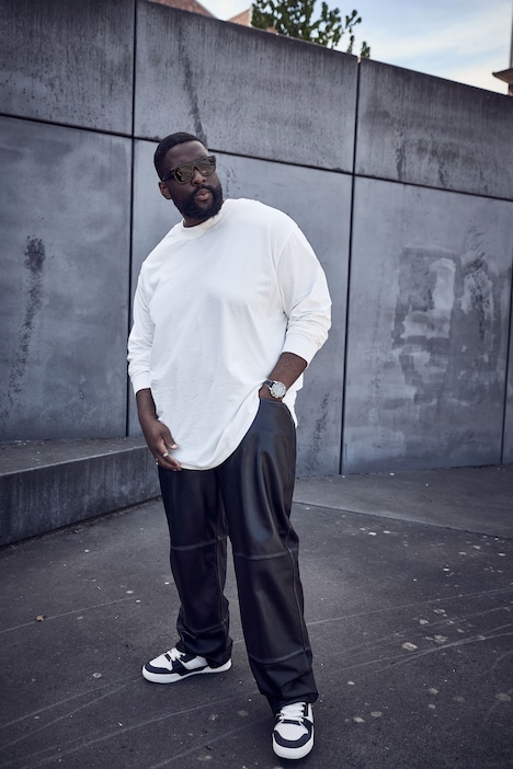 Pantalon en cuir, coupe Baggy Fit, grandes poches à l’arrière - jusqu'à la taille 74