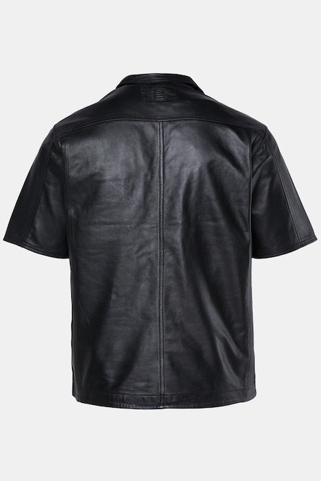 Lederhemd, Leder, Halbarm, Kuba-Kragen, kastiger Fit, bis 8 XL