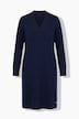 Strickkleid, Kelchkragen, V-Ausschnitt, Langarm