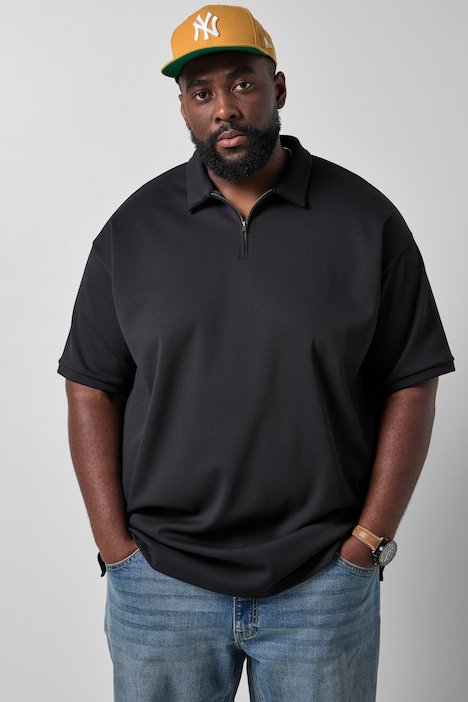 Polo, oversize, manches courtes, col avec zip, jusqu'au 8 XL