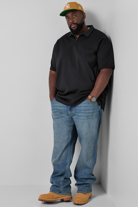 Polo, oversize, manches courtes, col avec zip, jusqu'au 8 XL