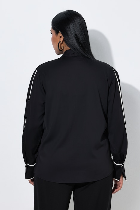 Bluse, abnehmbare Schluppe, Stehkragen, Langarm
