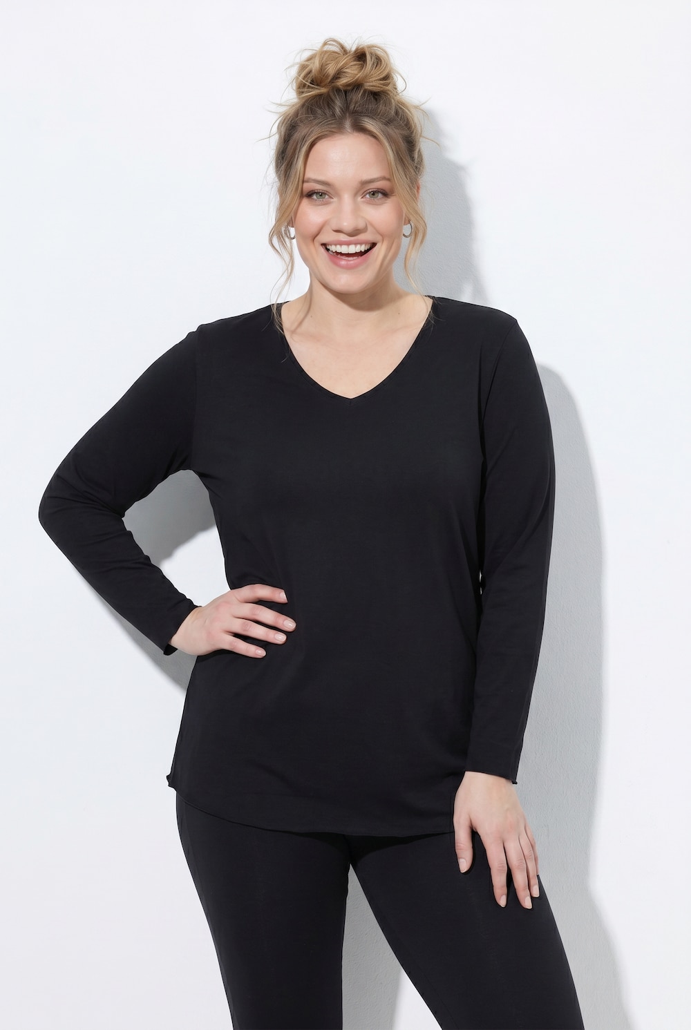 Shirt, Cut it your way, V-Ausschnitt, Langarm, Biobaumwolle