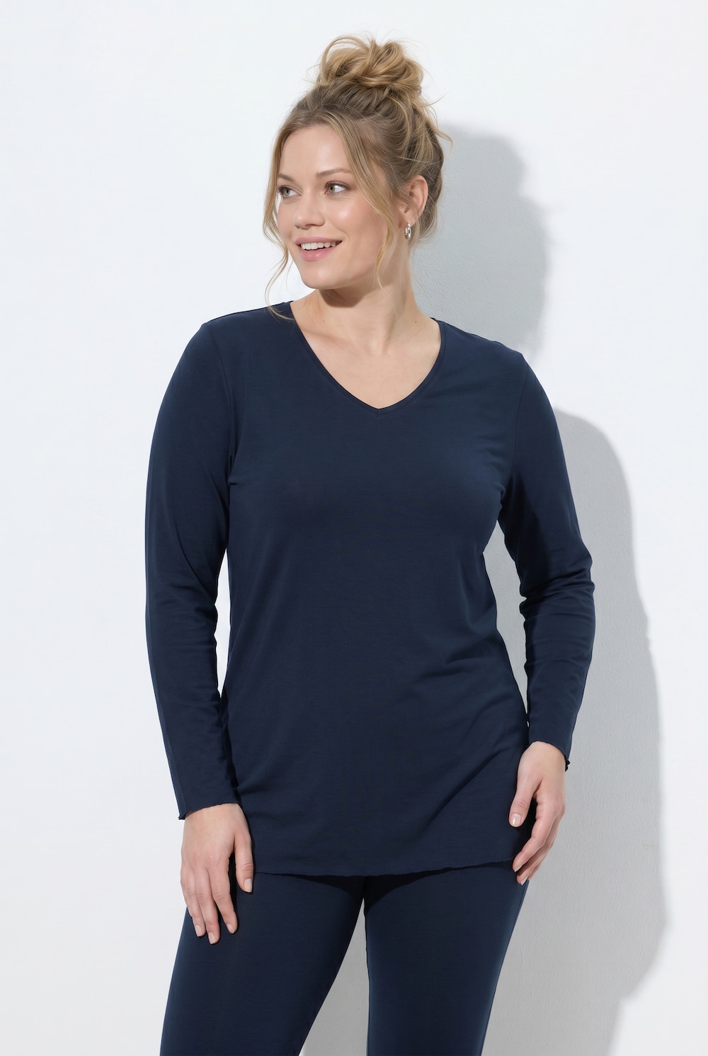 Shirt, Cut it your way, V-Ausschnitt, Langarm, Biobaumwolle