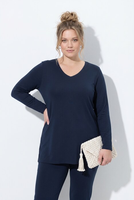Shirt, Cut it your way, V-Ausschnitt, Langarm, Biobaumwolle