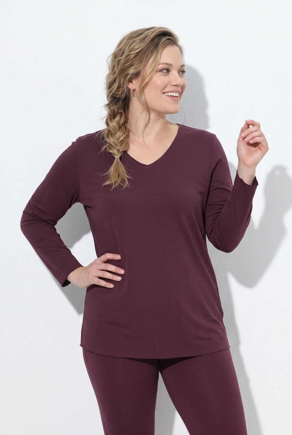Shirt, Cut it your way, V-Ausschnitt, Langarm, Biobaumwolle