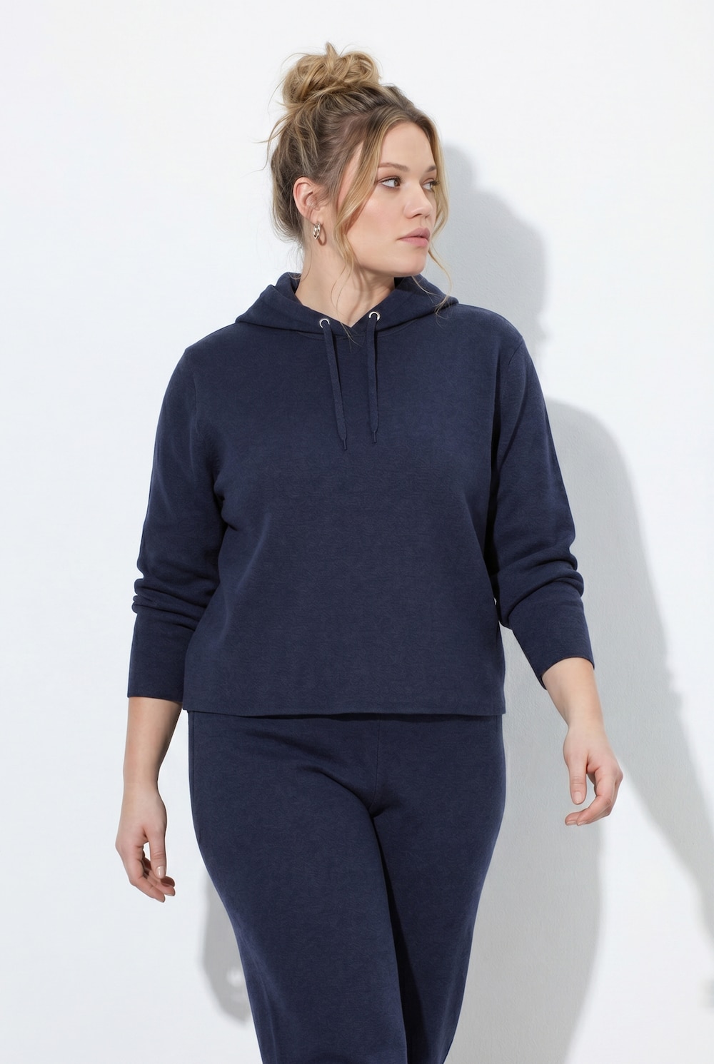 Strick-Hoodie, Boxy Fit, Kapuze, Langarm, Biobaumwolle