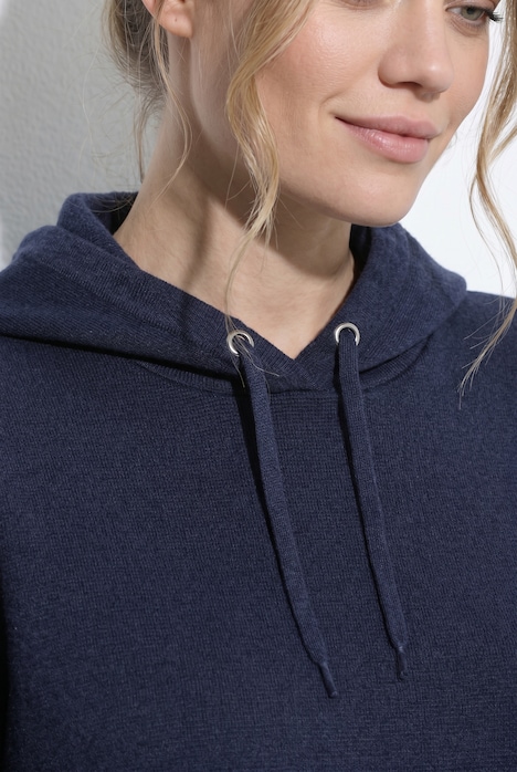 Strick-Hoodie, Boxy Fit, Kapuze, Langarm, Biobaumwolle