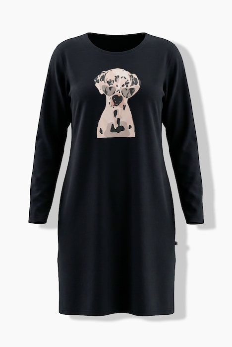 yöpaita, dalmatialainen, pyöreä pääntie, pitkät hihat