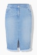 Denim skirt, pencil silhouette, rhinestones, 5 pockets