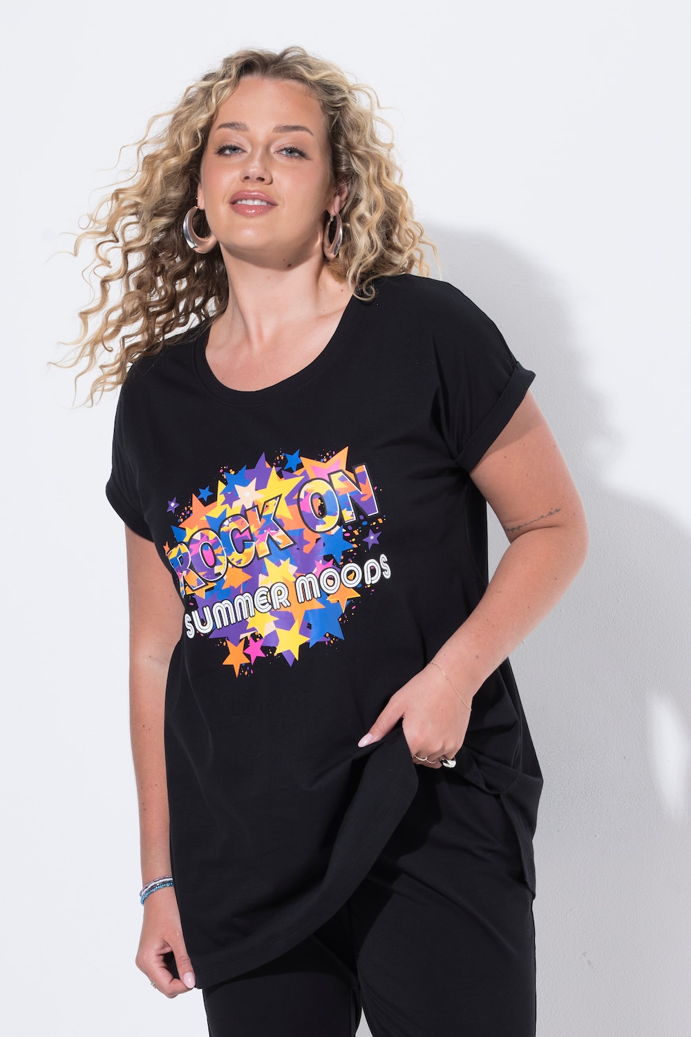 T-Shirt, Komfort Fit, Sternen-Motiv, Halbarm