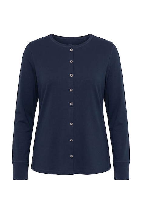 Shirt, Zier-Knopfleiste, Rundhals, Langarm, Biobaumwolle