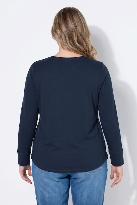 Shirt, Zier-Knopfleiste, Rundhals, Langarm, Biobaumwolle